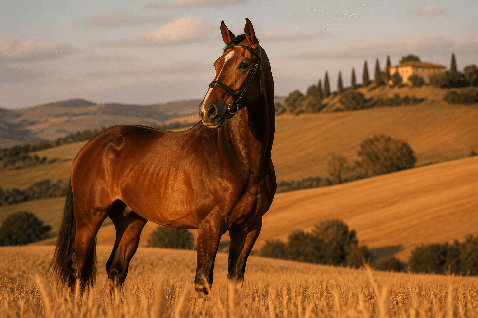 Cavallo sportivo nei campi di Carmagnola
